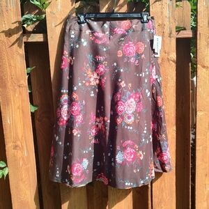 Pendleton Size 16 Brown Floral Long Skirt! NWT